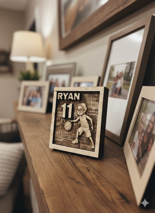 Kid’s Cartoon 5”x5” Wood Sculpt Laser Etch Portrait