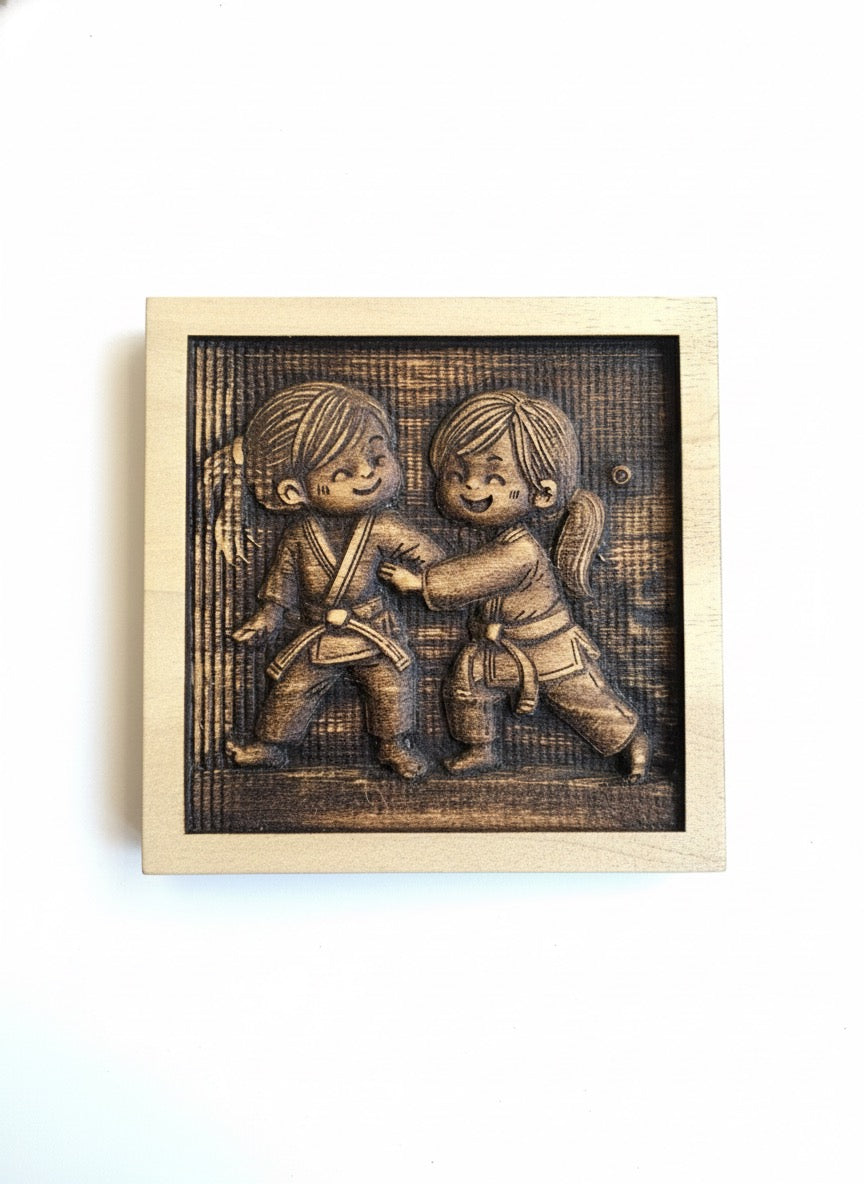 Kid’s Cartoon 5”x5” Wood Sculpt Laser Etch Portrait
